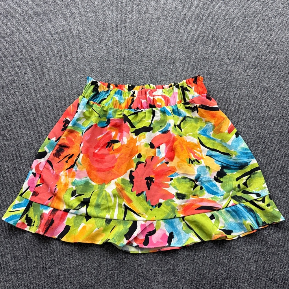Show Me Your Mumu Roman Ruffle Skirt Small Multicolor Floral Mini Resortwear
